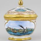 Sugar box with lid (part of a set) - Coffee service with scenes of Balatonfüred and Tihany