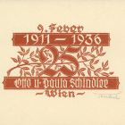 Occasional graphics - Wedding anniversary: 1911-1936 Otto und Paula Schindler, Wien