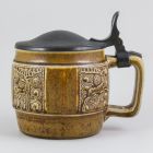 Beer mug with pewter lid - With deers