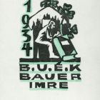 Alkalmi grafika - New Year's greeting: Happy New Year Imre Bauer 1934
