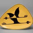 Triangular wall platter - With stylized birds