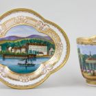 Coffee cup and saucer (part of a set - Coffee service with scenes of Balatonfüred and Tihany