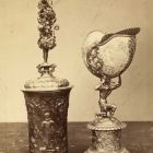 Photograph - cup with Hungarian figures and the "Nautilus shellfish" hanap, from the collections Kálmán Nákó's and Miklós Kornis', at the Exhibition of Applied Arts, 1876