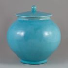 Pot with lid - With turquoise glaze