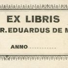 Ex-libris (bookplate) - Prof. Dr. Eduardus de Márffy