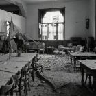 Architectural photograph - reading room of the Museum of Applied Arts with bullet marks after the 1956 revolution