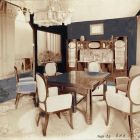 Exhibition photograph - dining room furniture designed by Aladár Árkay, Spring Exhibition of The Association of Applied Arts 1907
