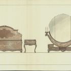 Furniture design - bed, night table and toilet table of the women's bedroom