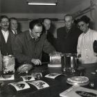 Photograph - László Dömötör restoring a covered hanap from the Esterhazy treasury in the goldsmith's workshop of the Museum of Applied Arts