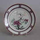 Plate - With chinoiserie decoration (with peony, cherry branch and bamboo leaves)