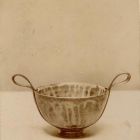 Photograph - Cup with silver base and ears, iridescent drizzled glaze