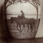 Photograph - Vase, painted decoration, landscape with horseman and horses, with Danish inscription