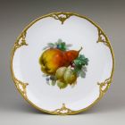 Ornamental plate - decorated with a pear, gooseberries and blueberries