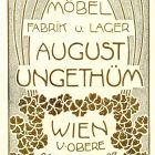 Advertisement card - August Unghetüm Furniture Factory, Vienna