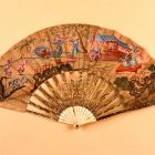 Fan with case - with chinoiserie scenes