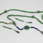 String of beads - Glass beads imitating green jade
