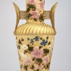 Vase - with 'wing' handles and sculptural mallow flowers
