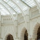 Architectural photograph - arches and steel structure of the roof in the exhibition hall, Museum of Applied Arts