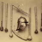 Photograph - weapons and ornamental maces from Manó Andrássy's collection at the Exhibition of Applied Arts 1876