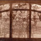 Interior photograph - glass window of the dining hall in the Andrássy Castle, Tiszadob