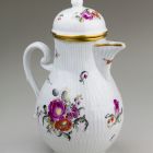 Coffeepot with lid - decorated with flowers