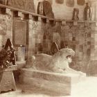 Exhibition photograph - the Hungarian Pavilion with the panther sculpture designed for the Kossuth Mausoleum, Milan Universal Exposition 1906