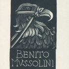 Ex-libris (bookplate) - Benito Mussolini