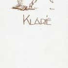 Ex-libris (bookplate) - It belongs to Klári (Klári Tüdős)