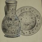 Drawing - Haban jug and plate from the Mór Spitzer's collection