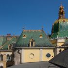 Architectural photograph - courtyard facade of the main dome and the main right staircase, Museum of Applied Arts