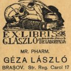 Ex-libris (bookplate) - Géza László de Laborfalva Mr. Pharm. Géza László