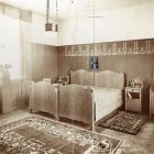 Exhibition photograph - bedroom furniture designed by Lajos Tátray, Spring Exhibition of The Association of Applied Arts 1907