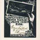 Occasional graphics - Membership card:  The Ajtósi Dürer's Guild for Rezső Soó of Bere 1938.