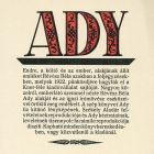 Reklám - Béla Révész: About the life, poems, personality of Endre Ady; Izidor Kner, Gyoma 1922.
