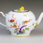 Teapot with lid (part of a set) - With chinoiserie decoration (cherry branch and bamboo bushes)