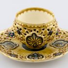 Cup and saucer - With double-walled 'honeycomb' gridwork