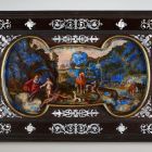 Painted lapis lazuli panel - The Garden of Eden with the Creation of Eve (recto) - The Crossing of the Red Sea (verso)