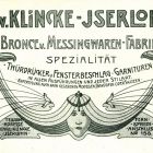 Advertisement card - Klincke Bronze and Brass Wares Factory, Iserlohn