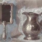 Photograph - Hand mirror and water jug with peacock