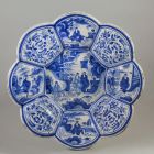 Dish - With chinoiserie scenes, chinese Kraak ware imitation