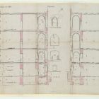 Plan - cross section of the Üllői and Kinizsi street wing from basement till cornice, Museum of Applied Arts