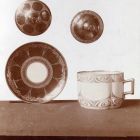 Exhibition photograph - porcelain coffee set designed by Pál Horti, Christmas Exhibition of the Association of Applied Arts, 1901