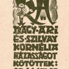 Ex-libris (bookplate) - Announcement of wedding: Ari Nagy and Kornélia Szilvay got married