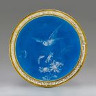 Ornamental plate - With flowers, swallows and butterflies