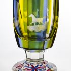 Footed ornamental glass - With engraved horse and dog figures