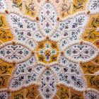Architectural photograph - ceiling decorated with Zsolnay ceramics at the open entrance hall, Museum of Applied Arts