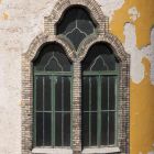 Architectural photograph - upper windows of the staircase of the Kinizsi street wing, Museum of Applied Arts