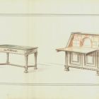 Furniture design - opening writing cupboard and desk