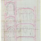 Plan - cross section of the main straicase with the elevation of the windows, Museum of Applied Arts