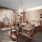 Exhibition photograph - bedroom furniture designed by Bálint Fehérkuthy - Lukács Dósa, Spring Exhibition of The Association of Applied Arts, 1909.